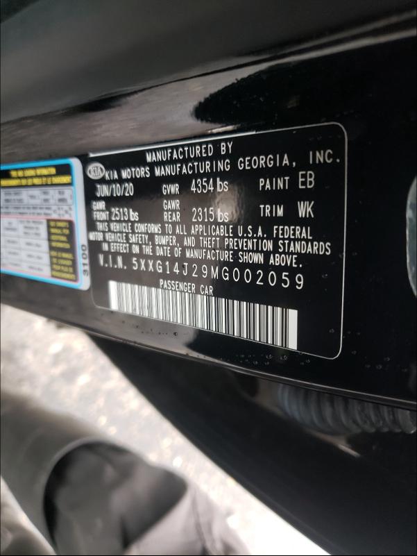 2021 KIA K5 LXS 5XXG14J29MG002059