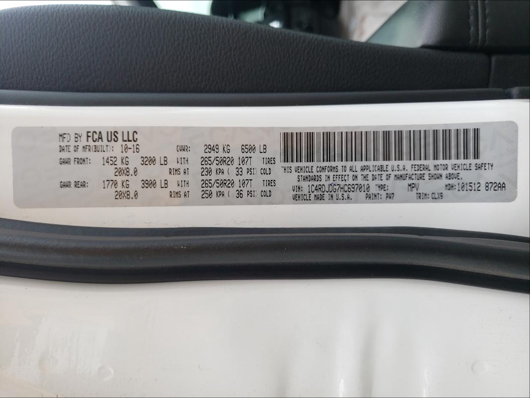 2017 DODGE DURANGO GT 1C4RDJDG7HC697010