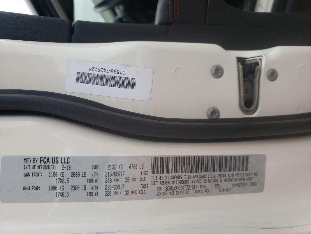 2019 JEEP COMPASS TR 3C4NJDDB9KT721817