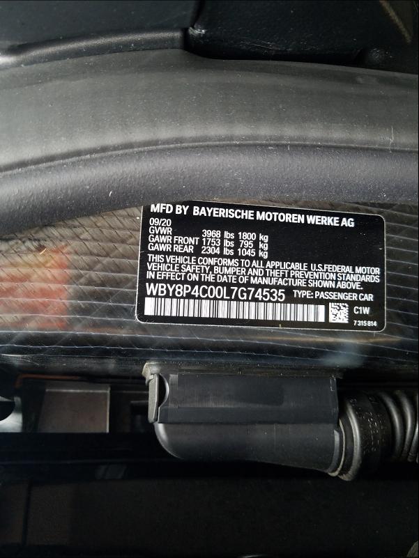 2020 BMW I3 REX WBY8P4C00L7G74535