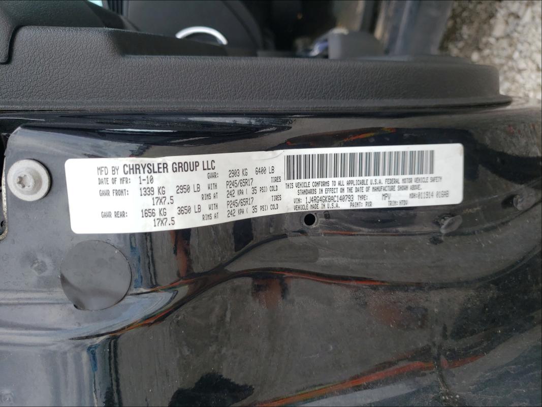 2010 JEEP COMMANDER 1J4RG4GK8AC140793