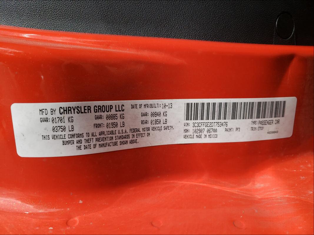 2013 FIAT 500 ELECTR 3C3CFFGE2DT753476