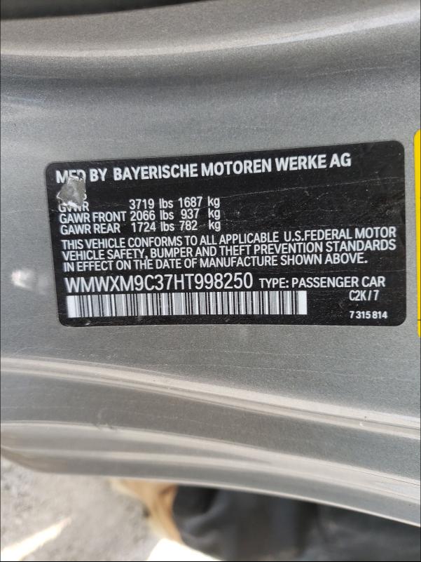 2017 MINI COOPER JOH WMWXM9C37HT998250