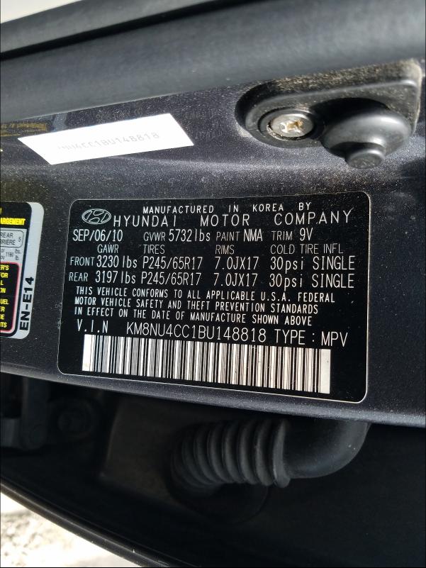 2011 HYUNDAI VERACRUZ G KM8NU4CC1BU148818