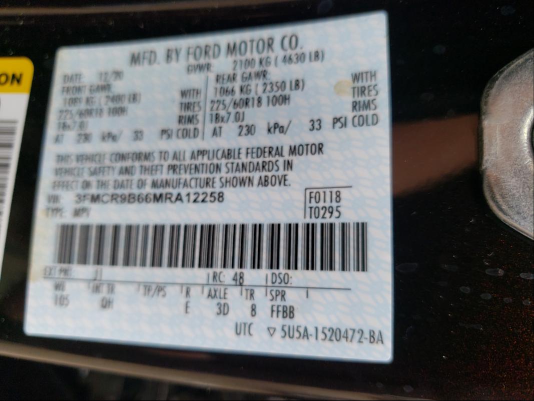 2021 FORD BRONCO 3FMCR9B66MRA12258