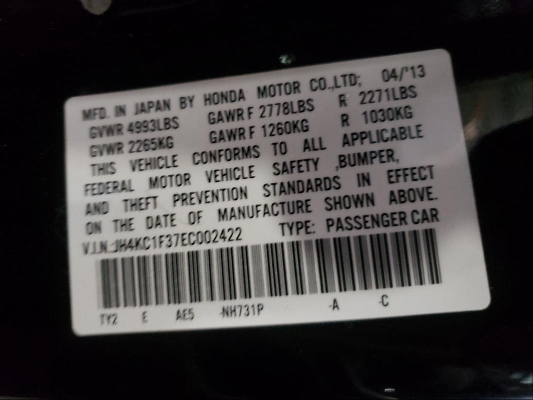 2014 ACURA RLX JH4KC1F37EC002422