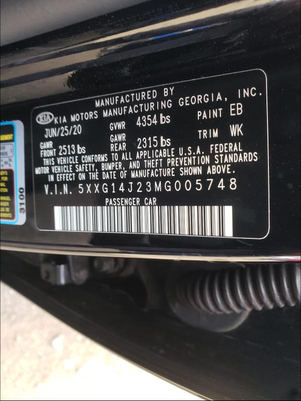 2021 KIA K5 LXS 5XXG14J23MG005748