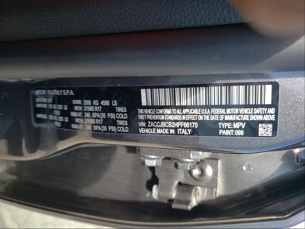 2017 JEEP RENEGADE T ZACCJBCB2HPF66170