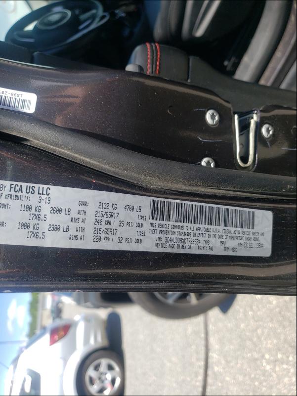 2019 JEEP COMPASS TR 3C4NJDDBXKT739534