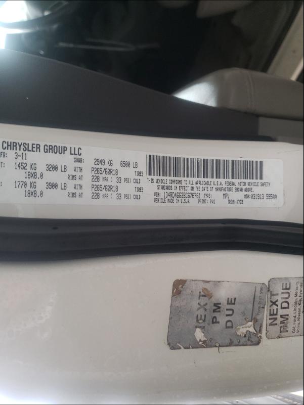 2011 DODGE DURANGO CR 1D4RD4GG3BC676761