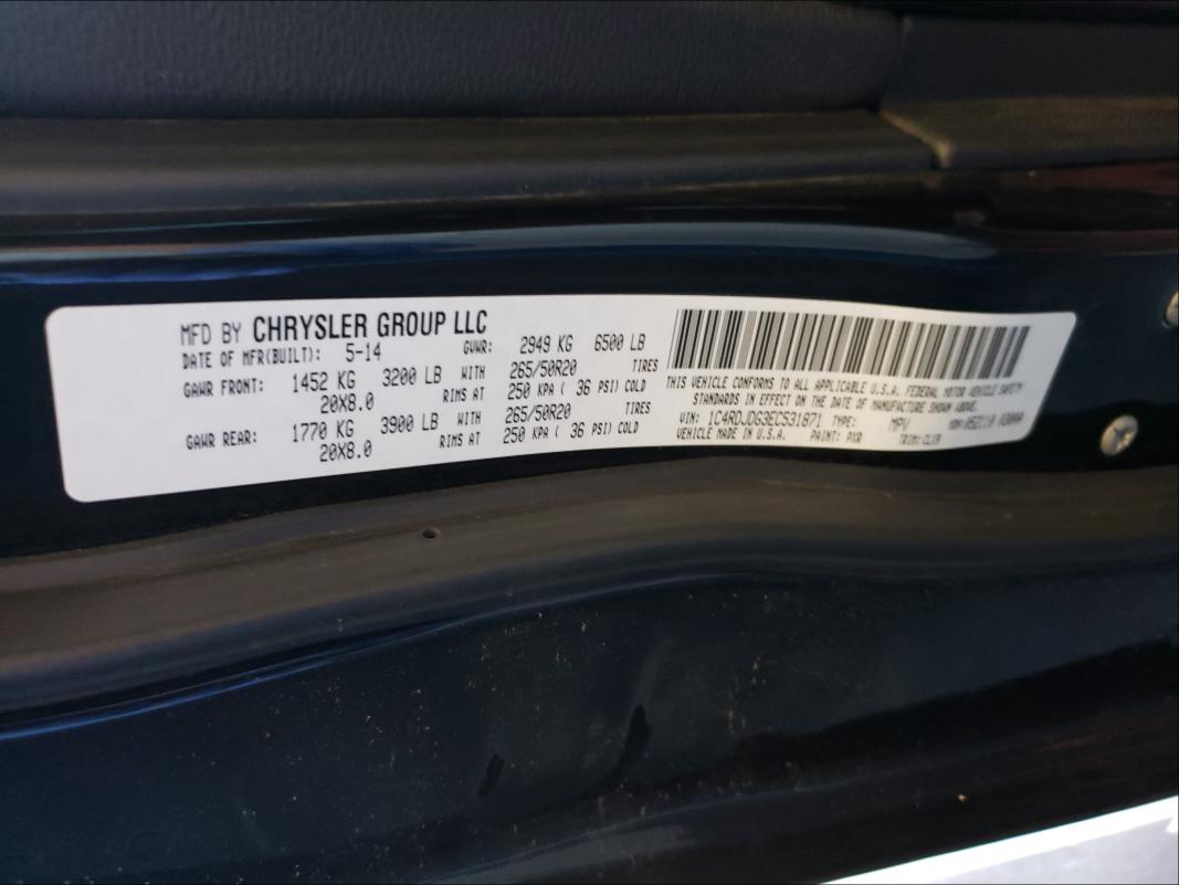 2014 DODGE DURANGO LI 1C4RDJDG3EC531871