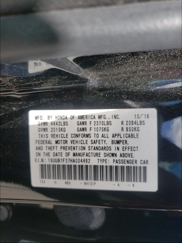 2017 ACURA TLX 19UUB1F37HA004492
