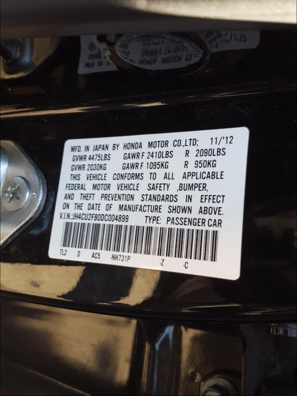 2013 ACURA TSX SE JH4CU2F80DC004899