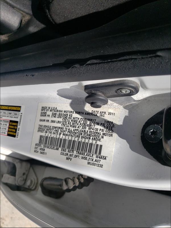 2011 MITSUBISHI ENDEAVOR L 4A4JN2AS4BE026830