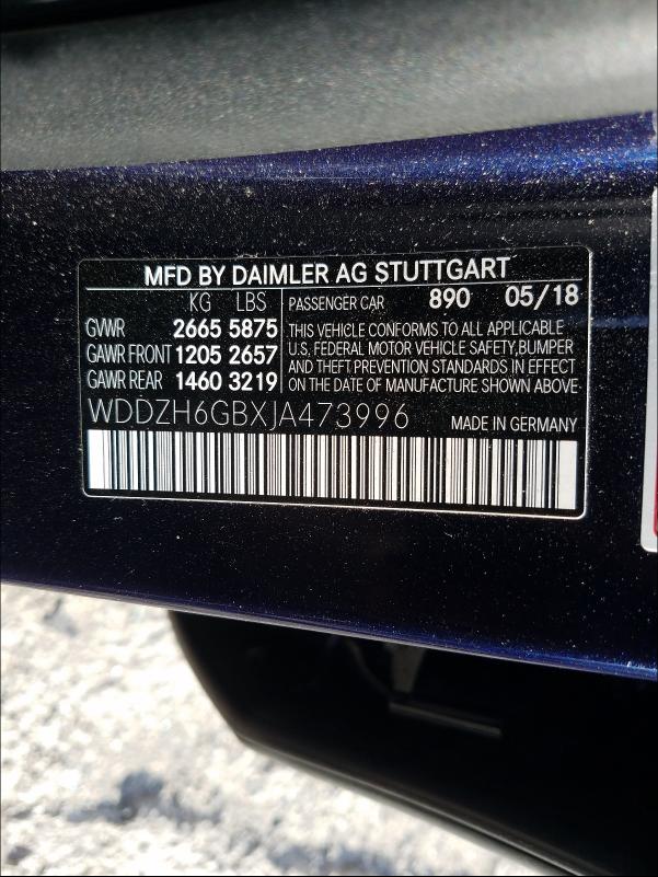 2018 MERCEDES-BENZ E 400 4MAT WDDZH6GBXJA473996