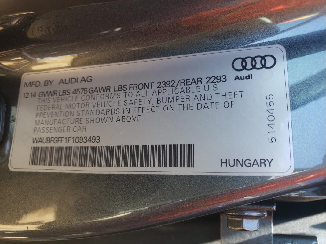 2015 AUDI A3 QUATTRO WAUBFGFF1F1093493