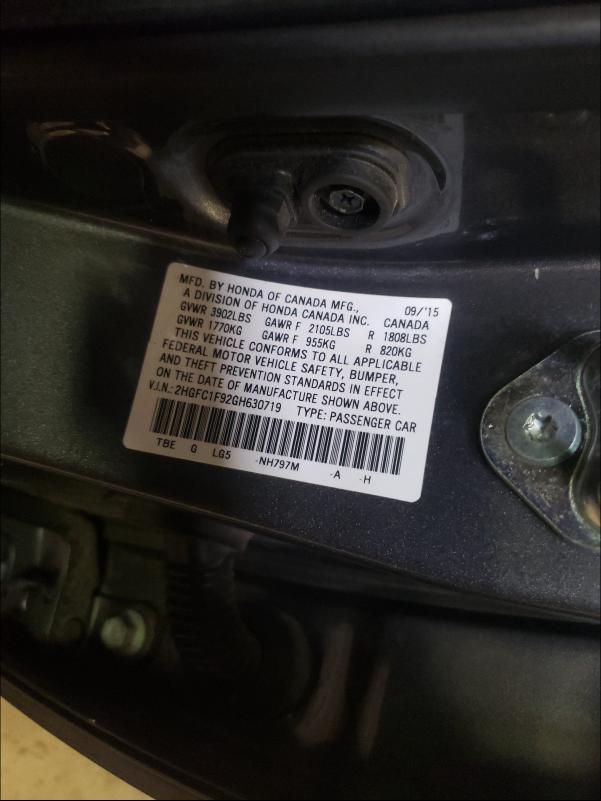 2016 HONDA CIVIC TOUR 2HGFC1F92GH630719