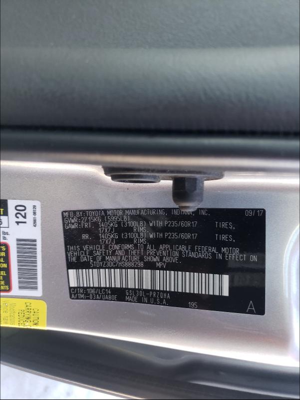 5TDYZ3DC7HS888298 Toyota SIENNA XLE