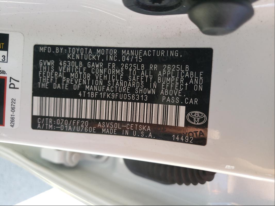 2015 TOYOTA CAMRY LE 4T1BF1FK9FU056313
