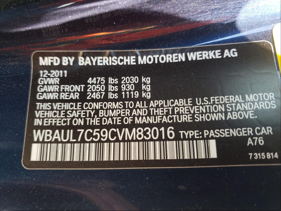 2012 BMW 128 I WBAUL7C59CVM83016