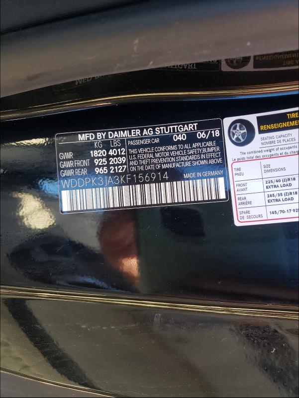 2019 MERCEDES-BENZ SLC 300 WDDPK3JA3KF156914