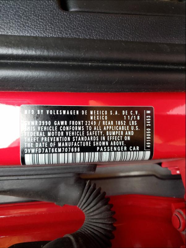 2019 VOLKSWAGEN BEETLE S 3VWFD7AT6KM707696