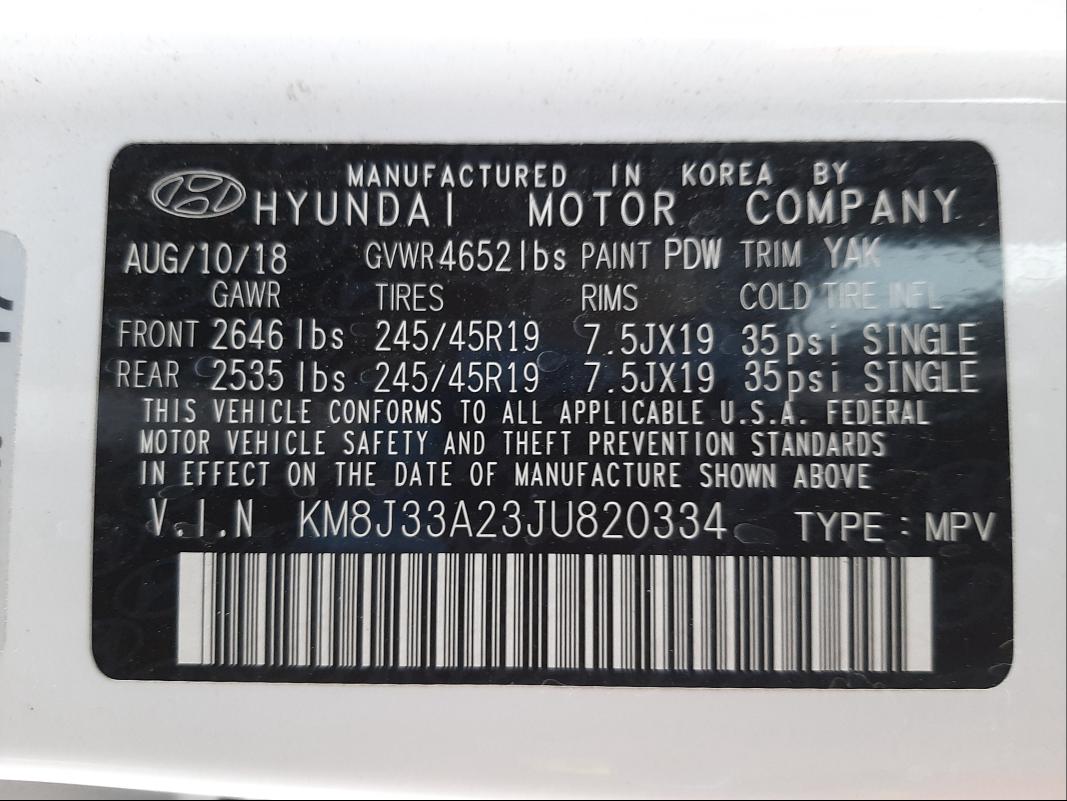 2018 HYUNDAI TUCSON VAL KM8J33A23JU820334