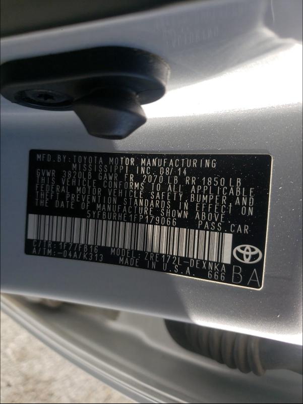 2015 TOYOTA COROLLA L 5YFBURHE1FP179066