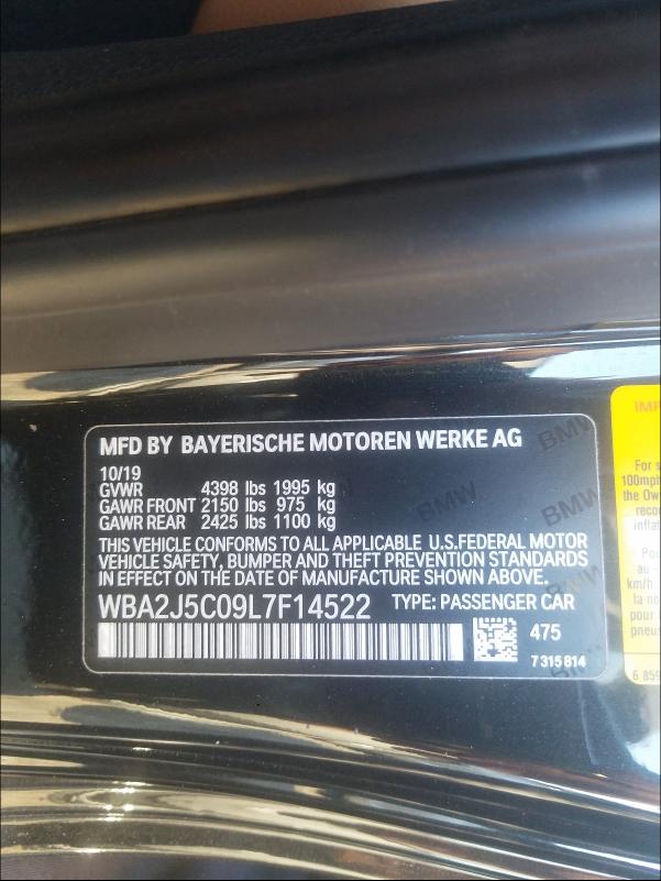 2020 BMW M240I WBA2J5C09L7F14522