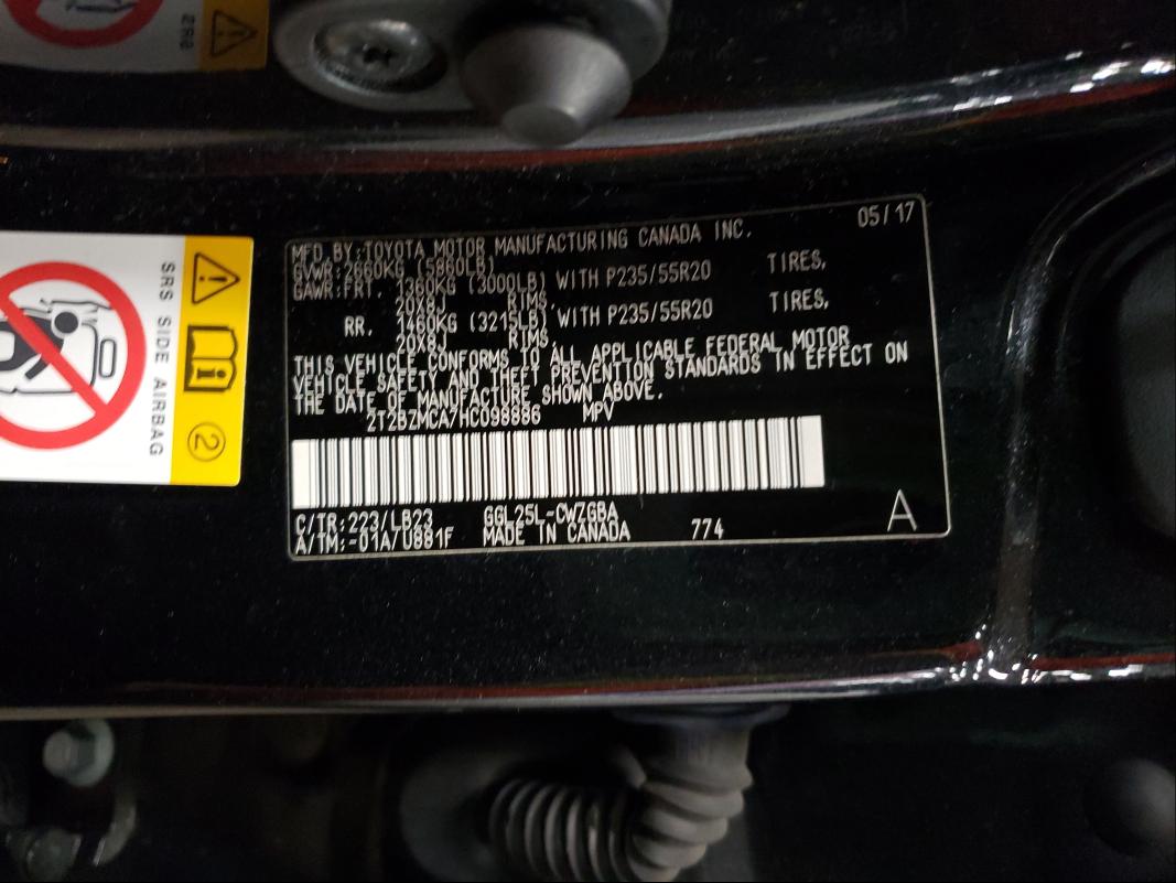2017 LEXUS RX350 2T2BZMCA7HC098886