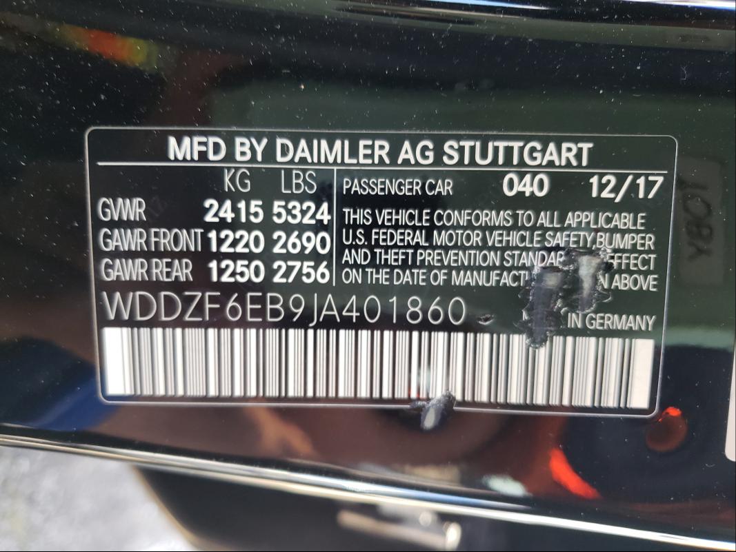 2018 MERCEDES-BENZ E 43 4MATI WDDZF6EB9JA401860