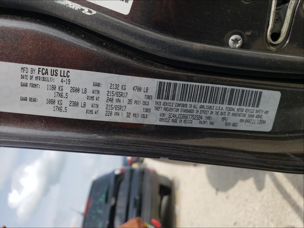 2019 JEEP COMPASS TR 3C4NJDDB6KT752524