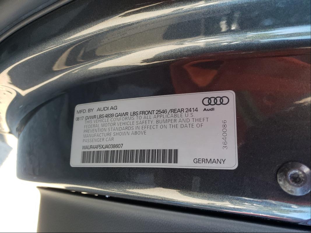 2018 AUDI S5 PRESTIG WAUR4AF5XJA038607