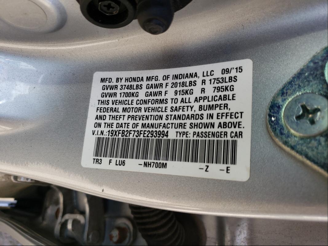 2015 HONDA CIVIC SE 19XFB2F73FE293994