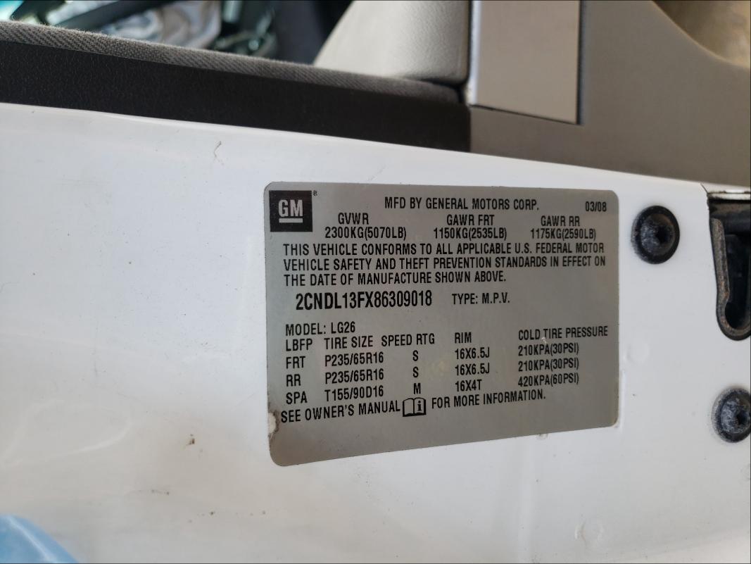 2CNDL13FX86309018 2008 Chevrolet Equinox Ls