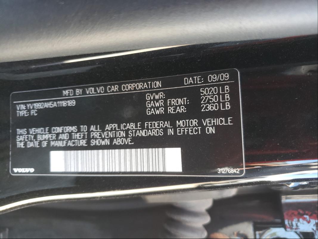 2010 VOLVO S80 T6 YV1992AH5A1118189