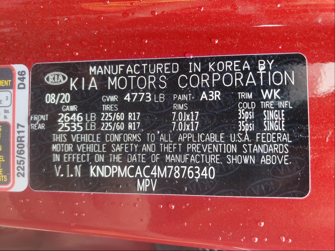 KNDPMCAC4M7876340 2021 Kia Sportage Lx