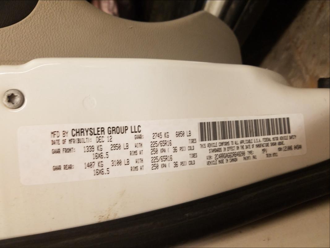 2013 RAM TRADESMAN 2C4RRGAG6DR648200