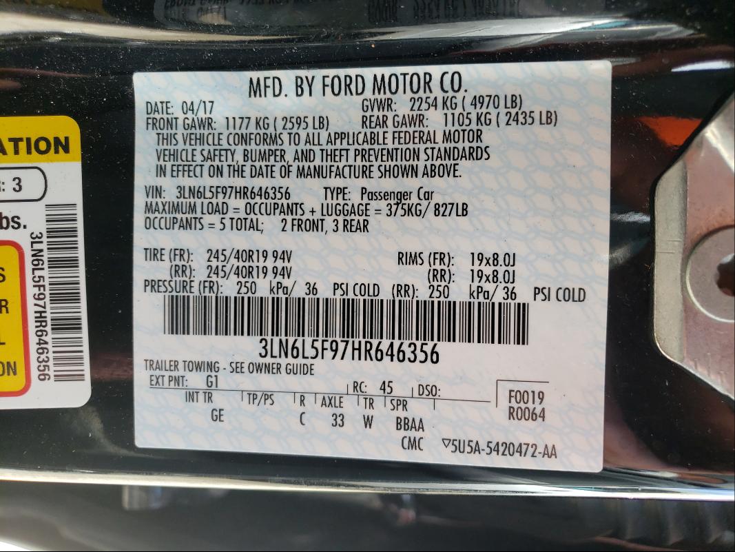 2017 LINCOLN MKZ RESERV 3LN6L5F97HR646356
