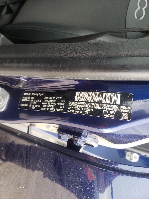 2016 FIAT 500X TREKK ZFBCFXCT3GP359874