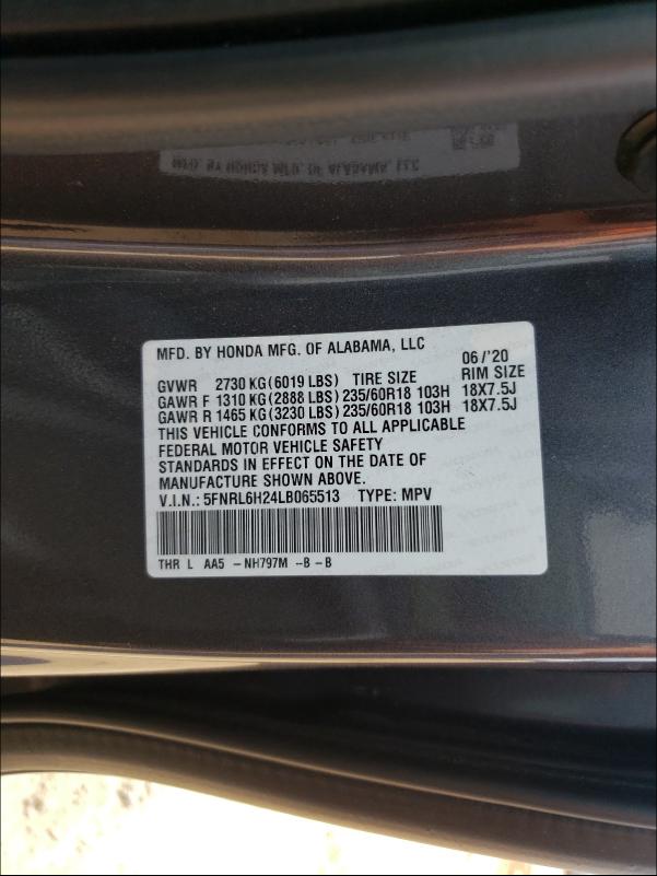 2020 HONDA ODYSSEY LX 5FNRL6H24LB065513