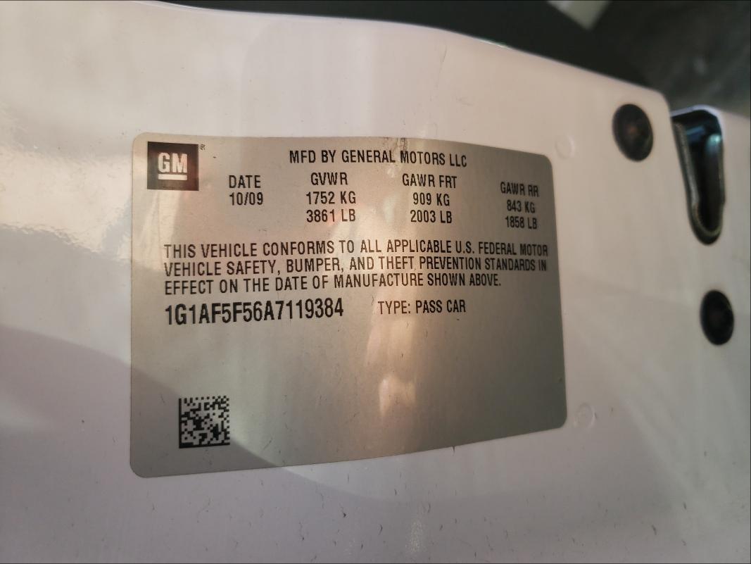2010 CHEVROLET COBALT 2LT 1G1AF5F56A7119384