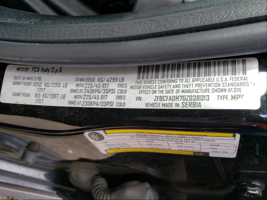 2016 FIAT 500L TREKK ZFBCFADH7GZ038013