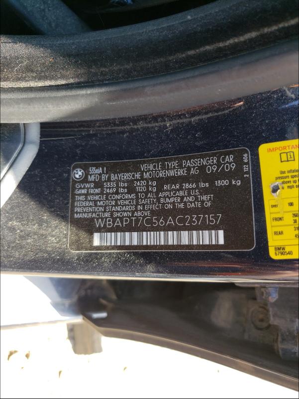 2010 BMW 5 SERIES WBAPT7C56AC237157