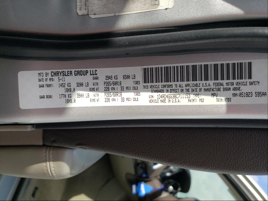 2011 DODGE DURANGO CR 1D4RD4GG3BC711153
