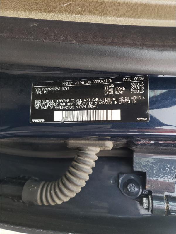 2010 VOLVO S80 T6 YV1992AH2A1118781