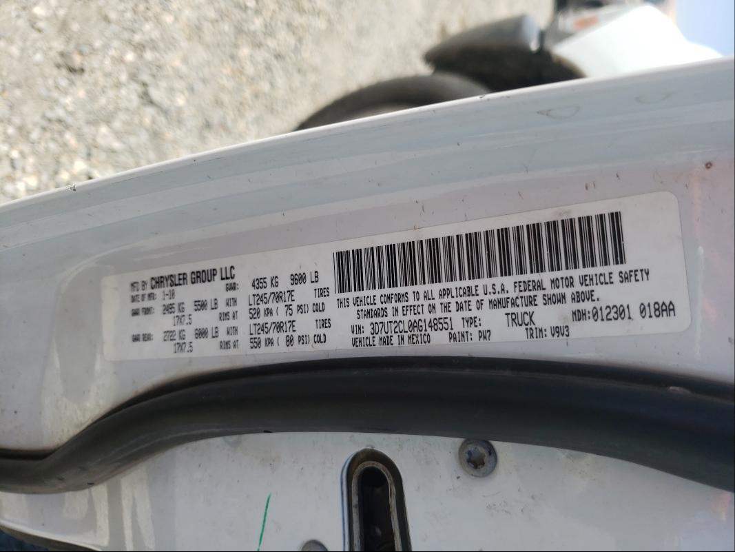 2010 DODGE RAM 2500 3D7UT2CL0AG148551
