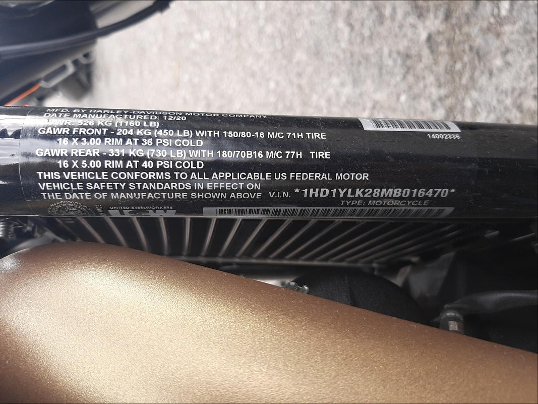 2021 HARLEY-DAVIDSON FXFBS 1HD1YLK28MB016470
