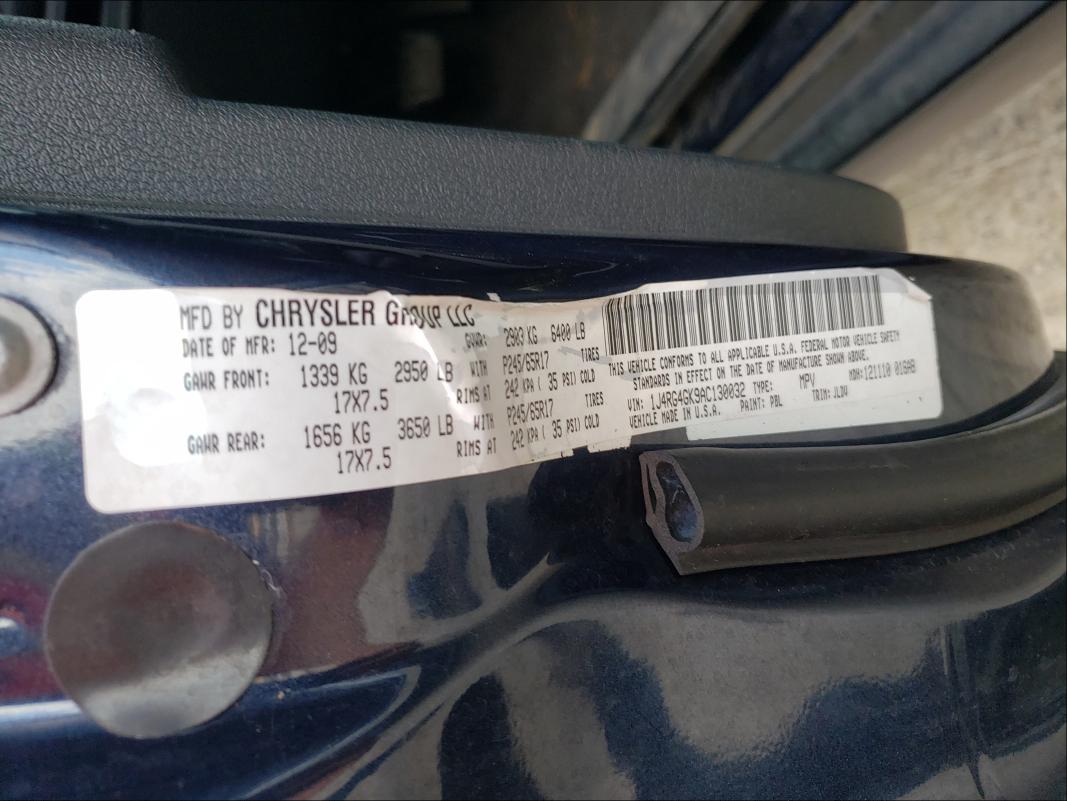 2010 JEEP COMMANDER 1J4RG4GK9AC130032