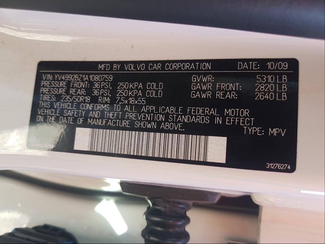 2010 VOLVO XC70 T6 YV4992BZ1A1080759